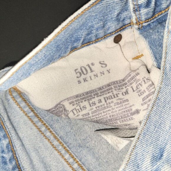 Levi's 501 Skinny Button Fly Distressed Jeans Small 27 - Picture 6 of 13